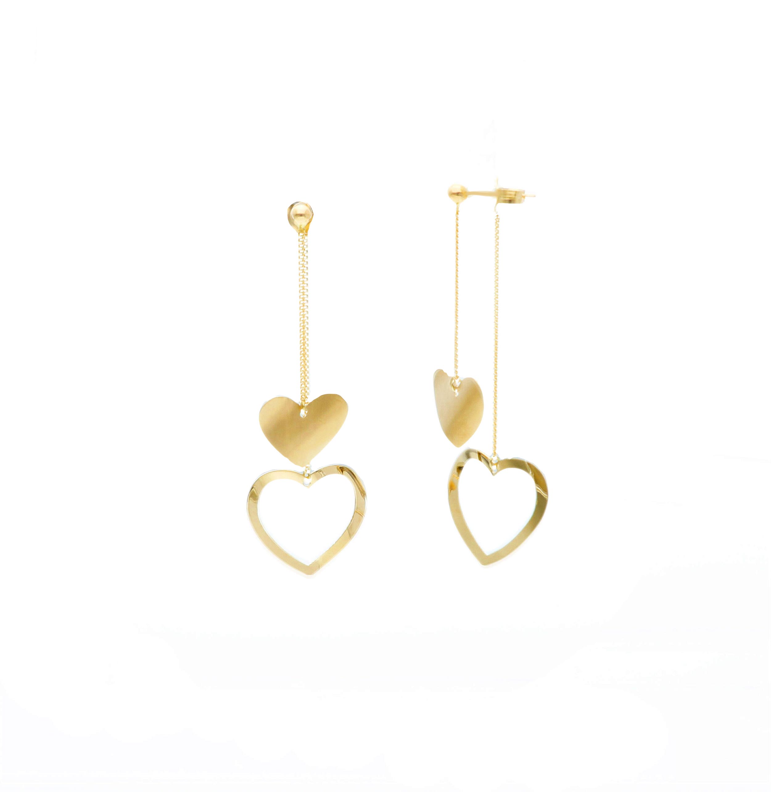 Golden earrings 14k with hearts (code S245974)